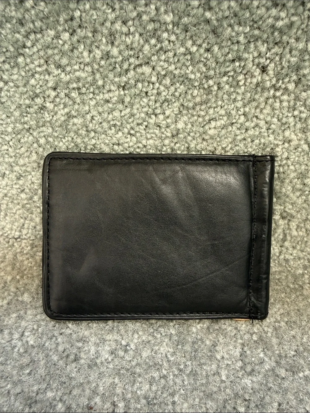 Rare Vintage Pierre Cardin Boutique Black Leather Money Clip Wallet